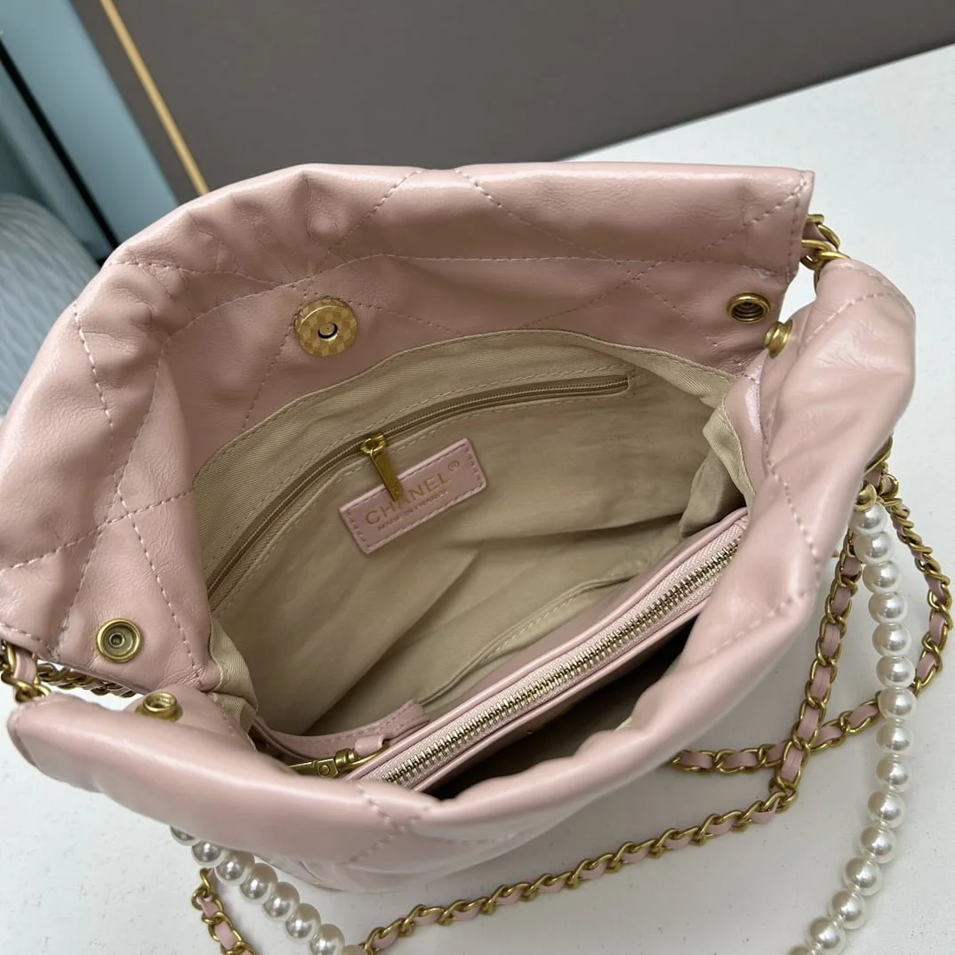 CHANEL Pearl garbage bag pink size: 23*28*22*7cm - LITELUX