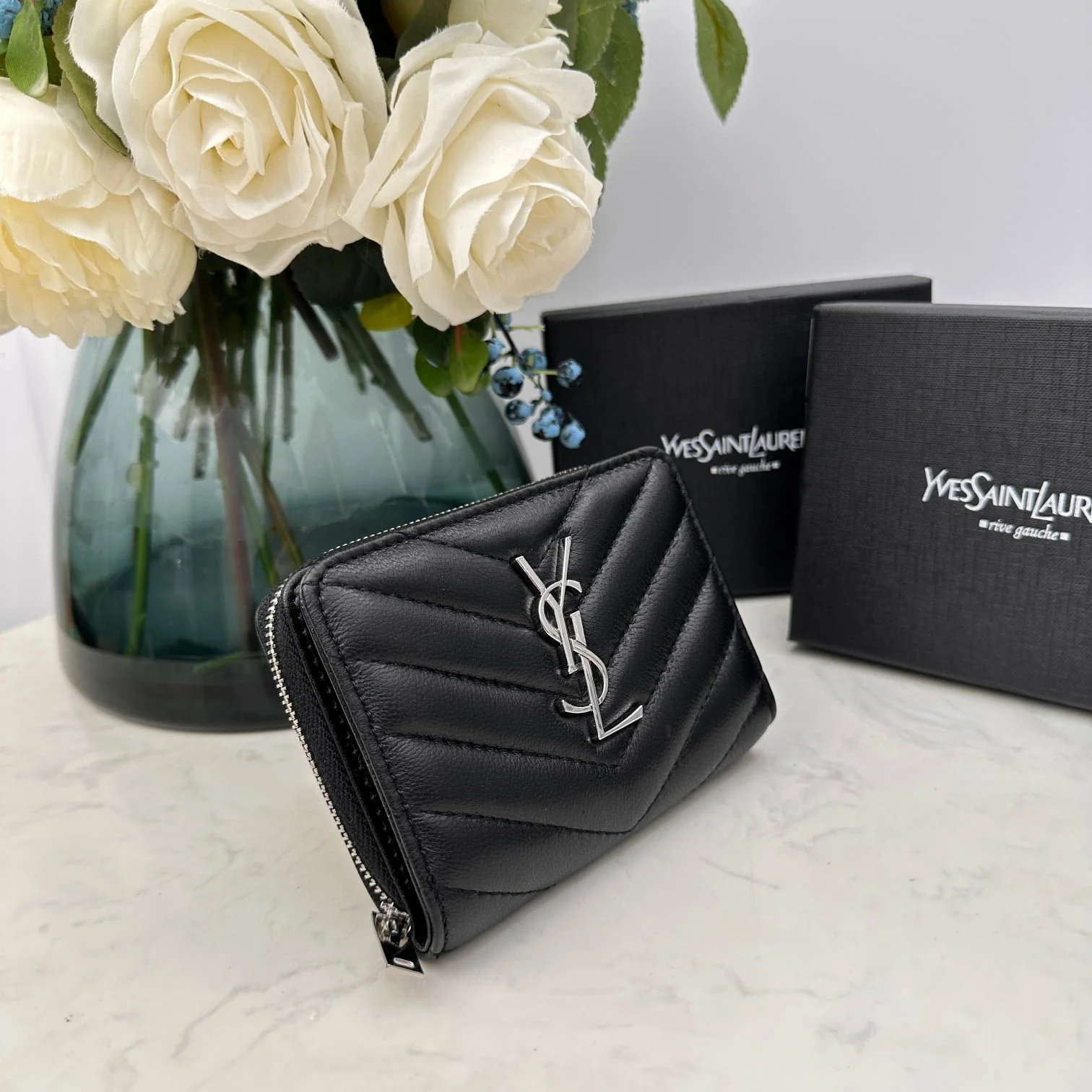 YSL SLP short round zipper money clip wallet 1890 size:12*10*3CM - LITELUX