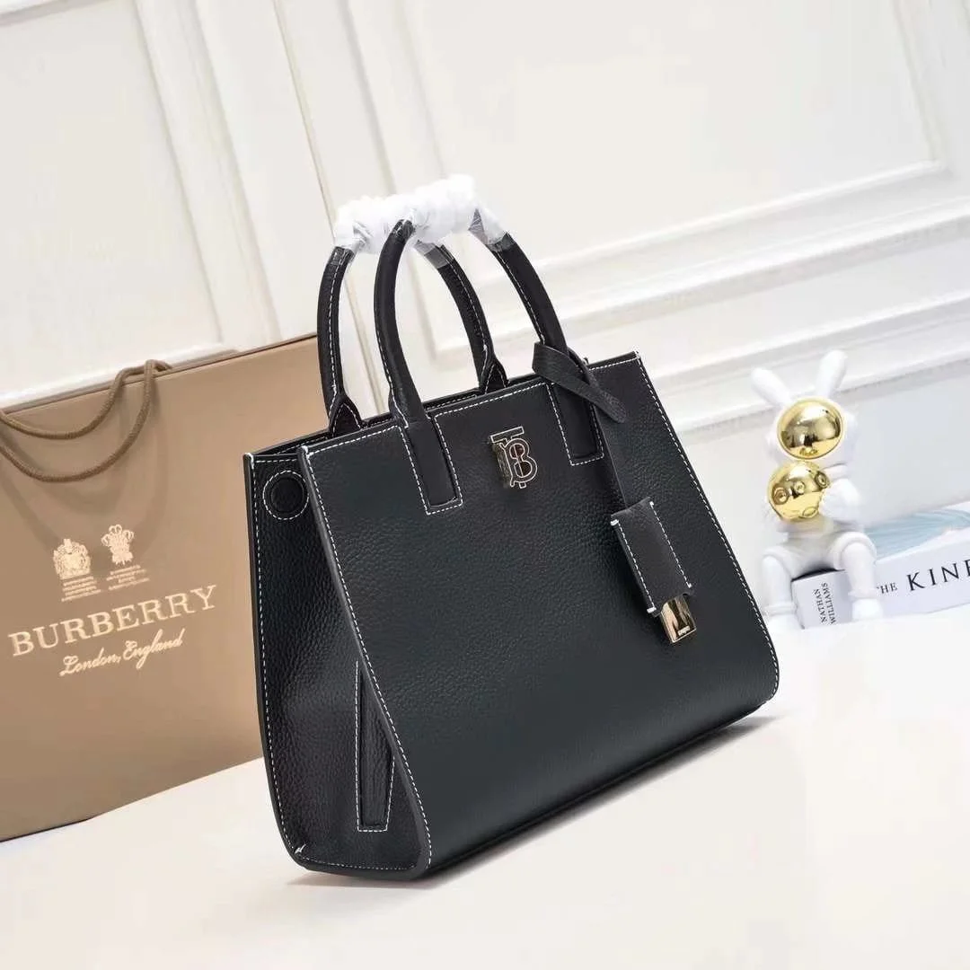Burberry tote calfskin bag 8376 black size: 27 * 11 * 20 cm - LITELUX