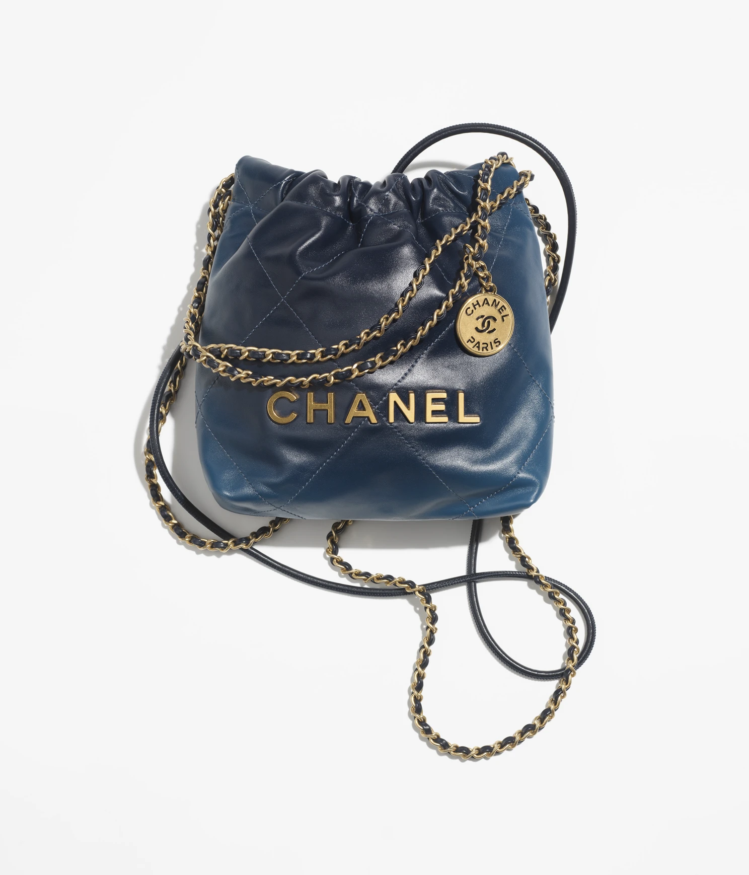 CHANEL / CHANEL 22 MINI HANDBAG Shaded Calfskin & Gold-Tone Metal Blue & Dark Blue Ref. AS3980 B10681 NN490 - LITELUX