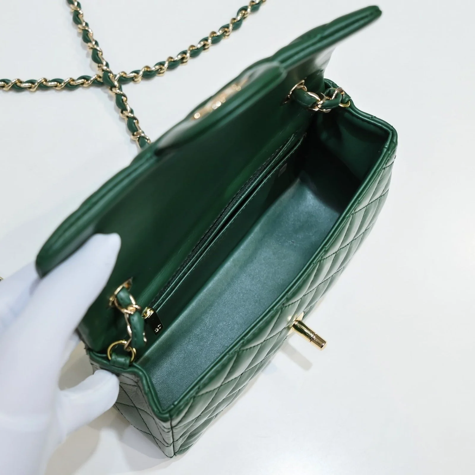 Chanel Lamb skin chain crossbody bag green 1116 SIZE: 20*14*7cm - LITELUX