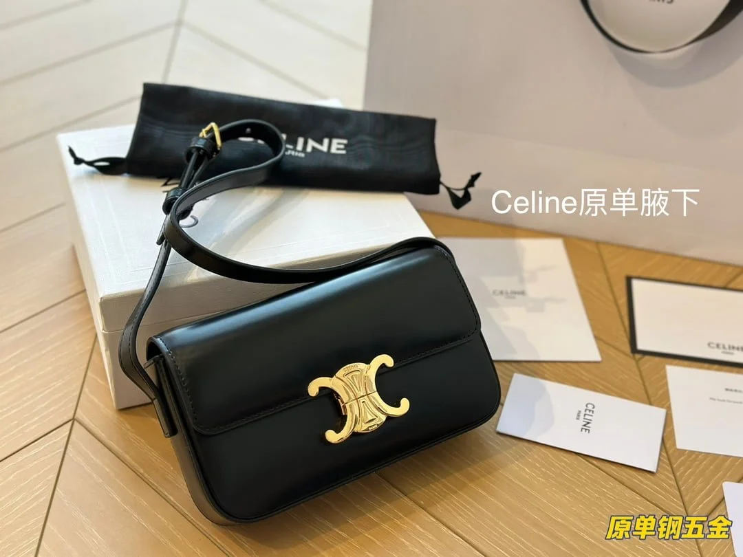 CELINE TRIOMPHE Crossbody bag Black/White/Brown/red  20cm - LITELUX