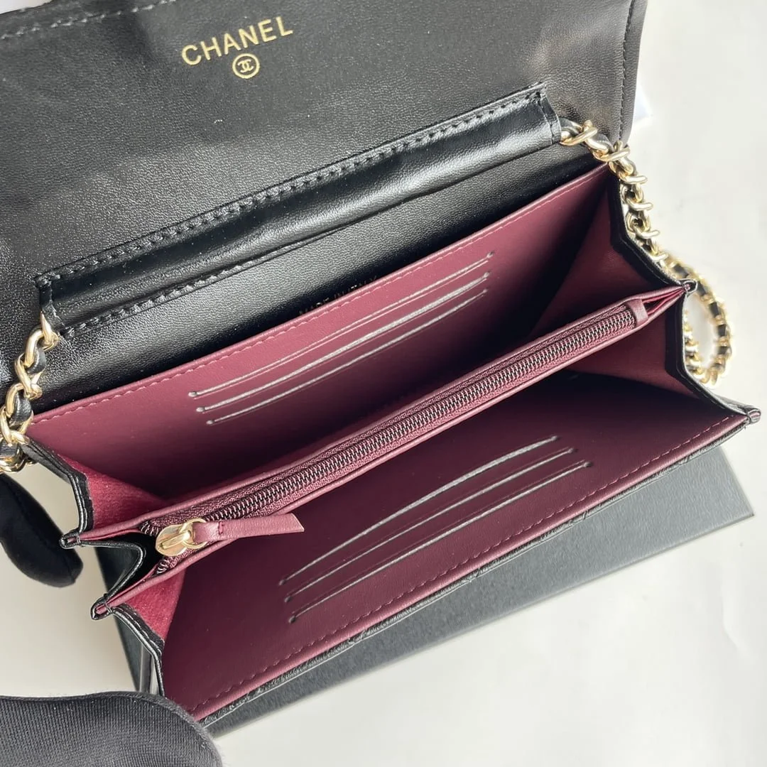 Chanel chain crossbody bag Cowhide with diamond lattice gold hardware black A50076 size: 18*10.5*3.5cm - LITELUX