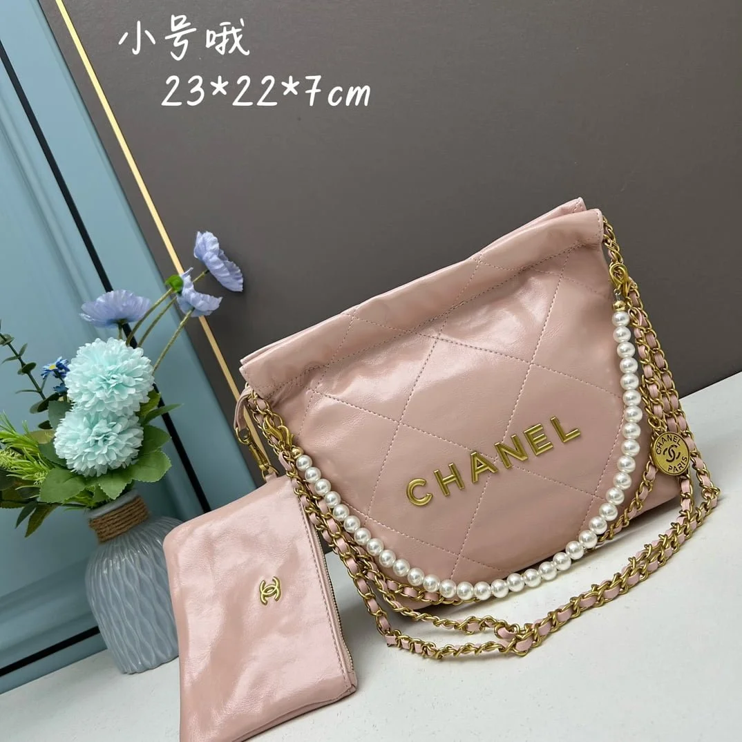 CHANEL Pearl garbage bag pink size: 23*28*22*7cm - LITELUX