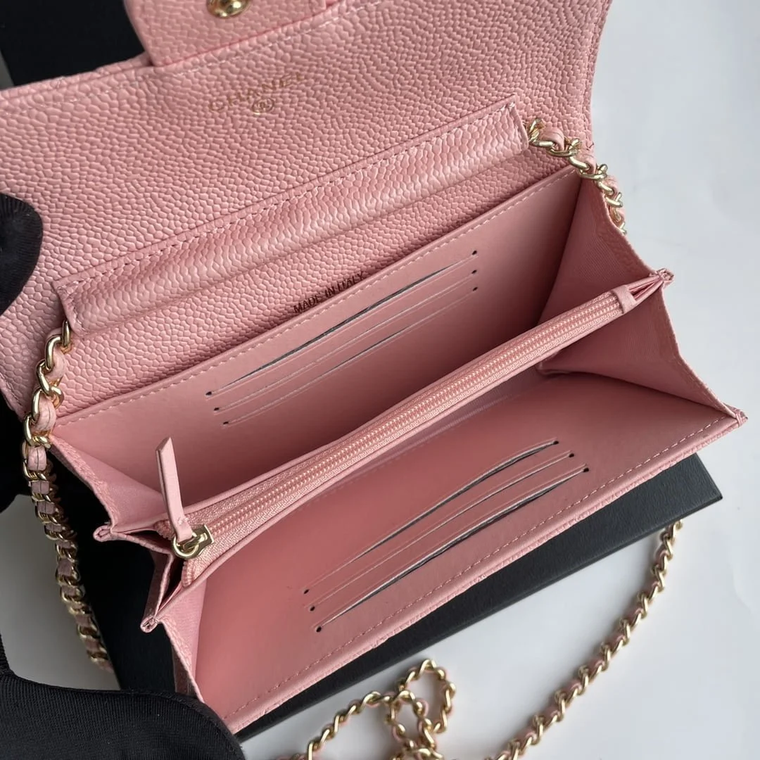 Chanel chain crossbody bag Cowhide with diamond lattice caviar Pink A50076 size: 18*10.5*3.5cm - LITELUX