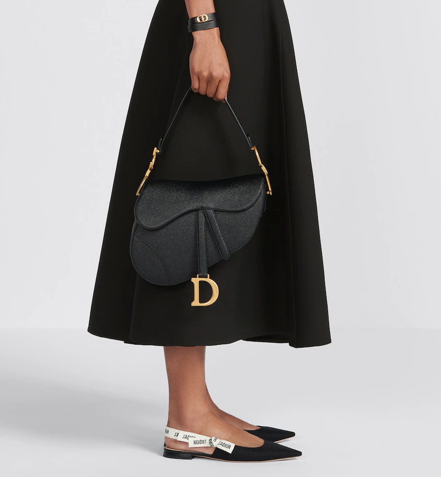DIOR / SADDLE BAG WITH STRAP Black Grained Calfskin M0455CBAA_M900 - LITELUX