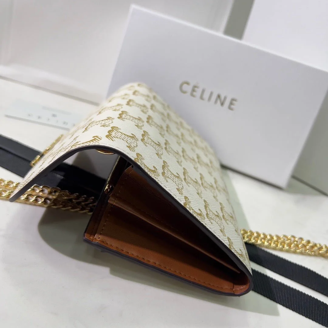 CELINE Presbyopia pattern white Chain bag 621663 Size:19*10.5*3.5cm - LITELUX