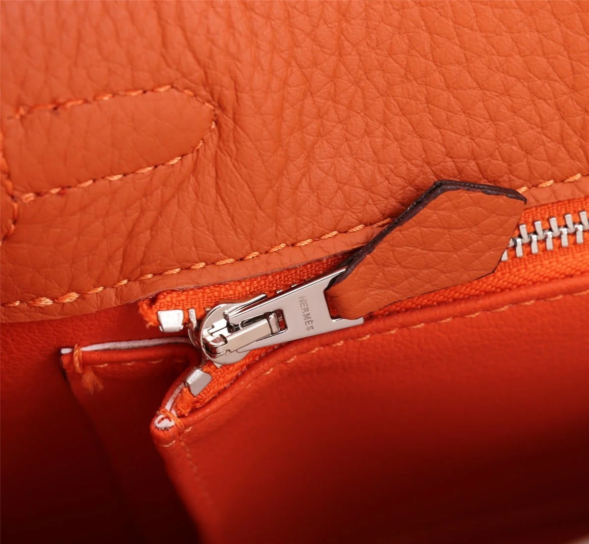 Hermès Kelly Togo Calf Sliver hardware Orange size: 25Cm/ 28Cm - LITELUX