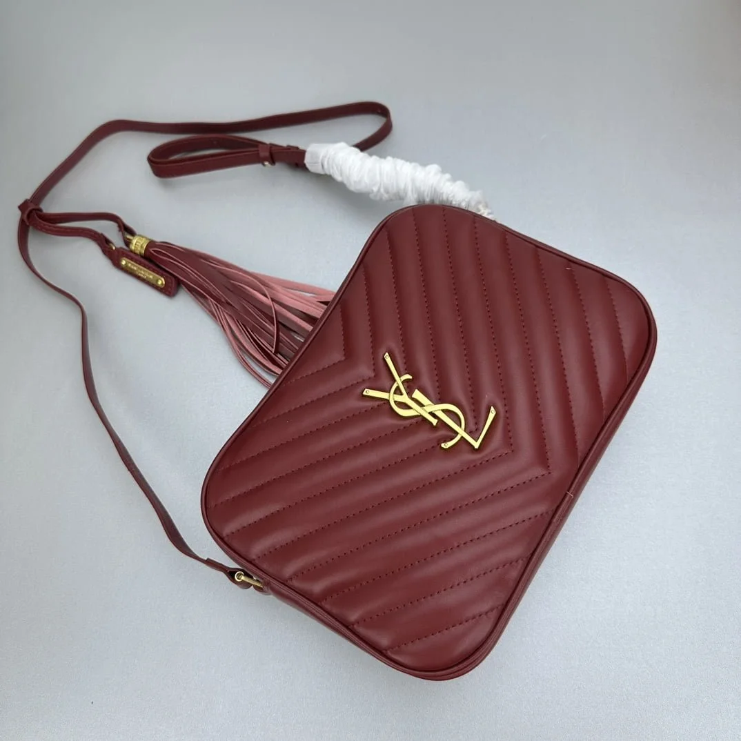 YSL MONOGRAM SAINT LAURENT LOU quilted leather camera bag red with gold hardware 520534 size: 23*16*6CM - LITELUX