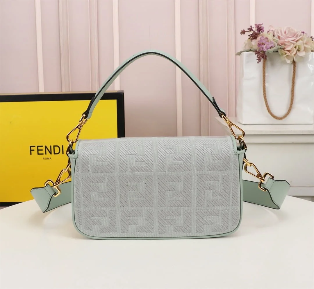 FENDI Baguette F embroidery Light Green shoulderbag F2029 Size: 26*5*15CM - LITELUX