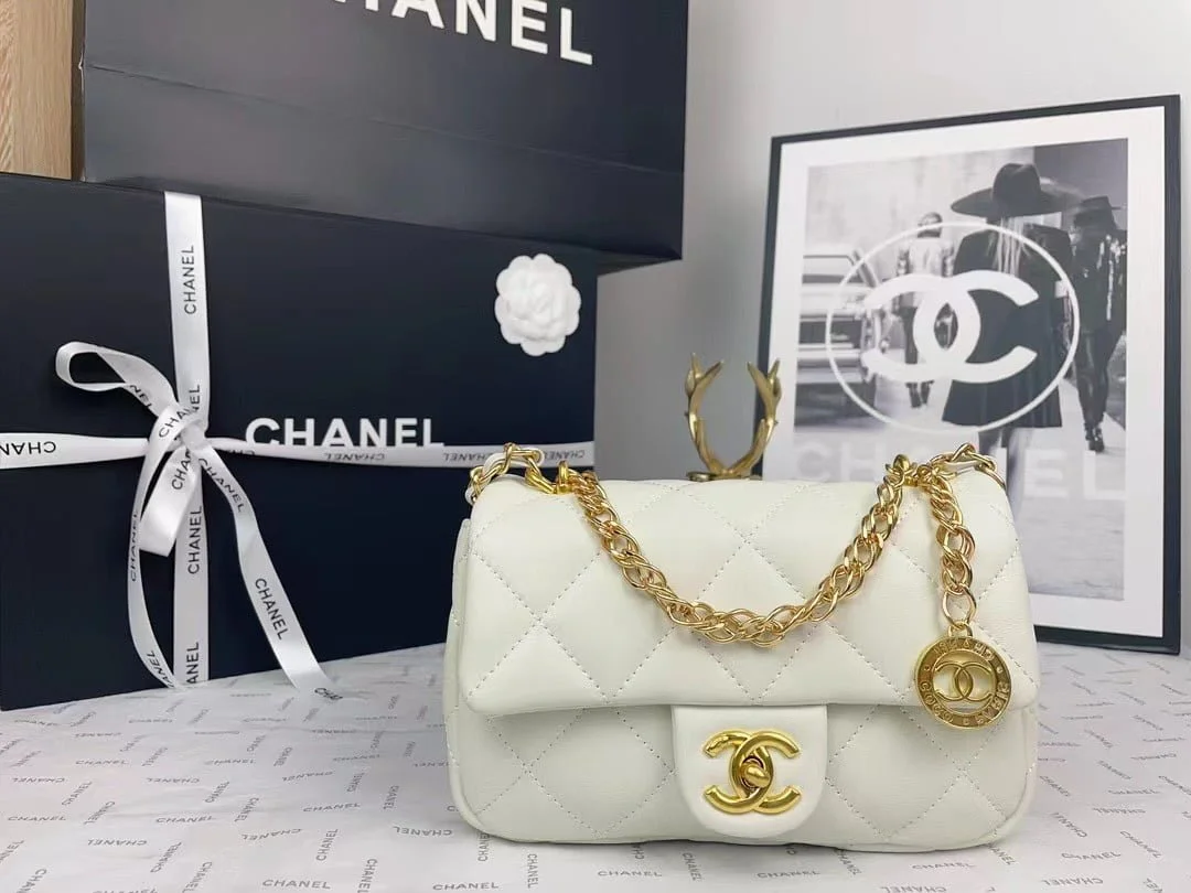 Chanel 2023 new CF White gold bag size: 21*13cm - LITELUX