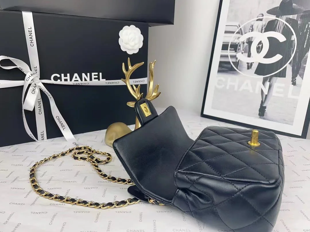 Chanel 2023 new CF Black gold bag size: 21*13cm - LITELUX