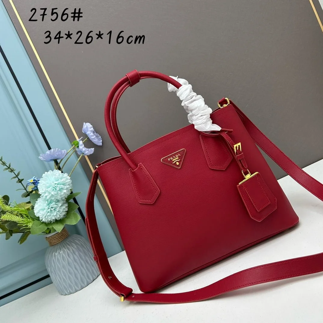 Prada Cross cut cowhide shoulder bag red 2756# size: 34*26*16cm - LITELUX