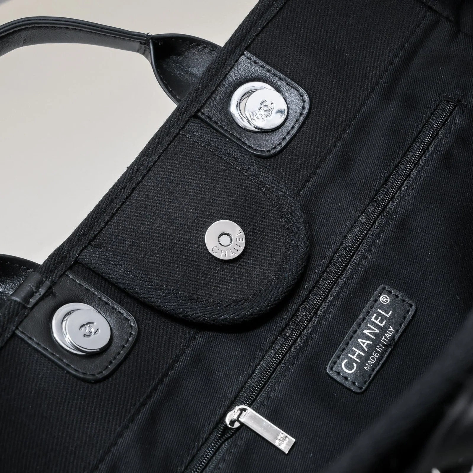 Chanel new beach bag denim bag Black with little wallet size: 48*38*30*14cm - LITELUX