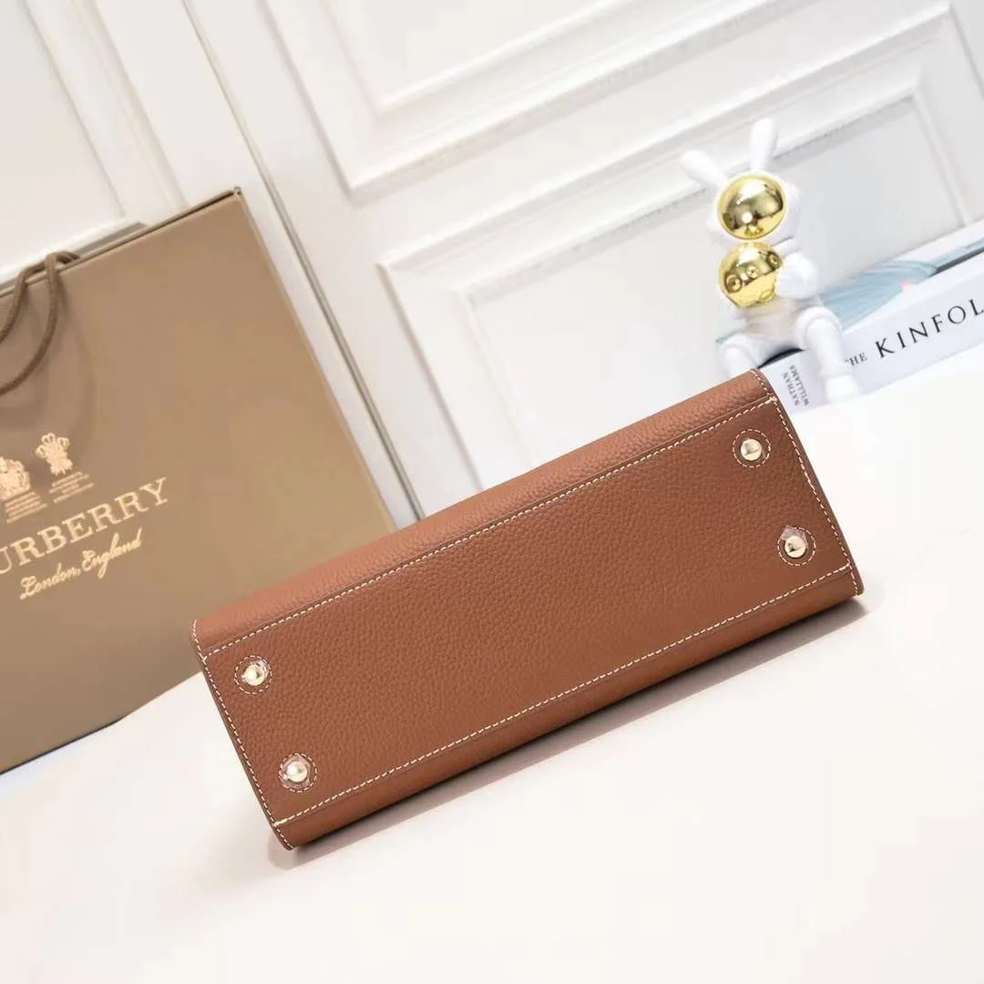 Burberry tote calfskin bag 8376 brown size: 27 * 11 * 20 cm - LITELUX