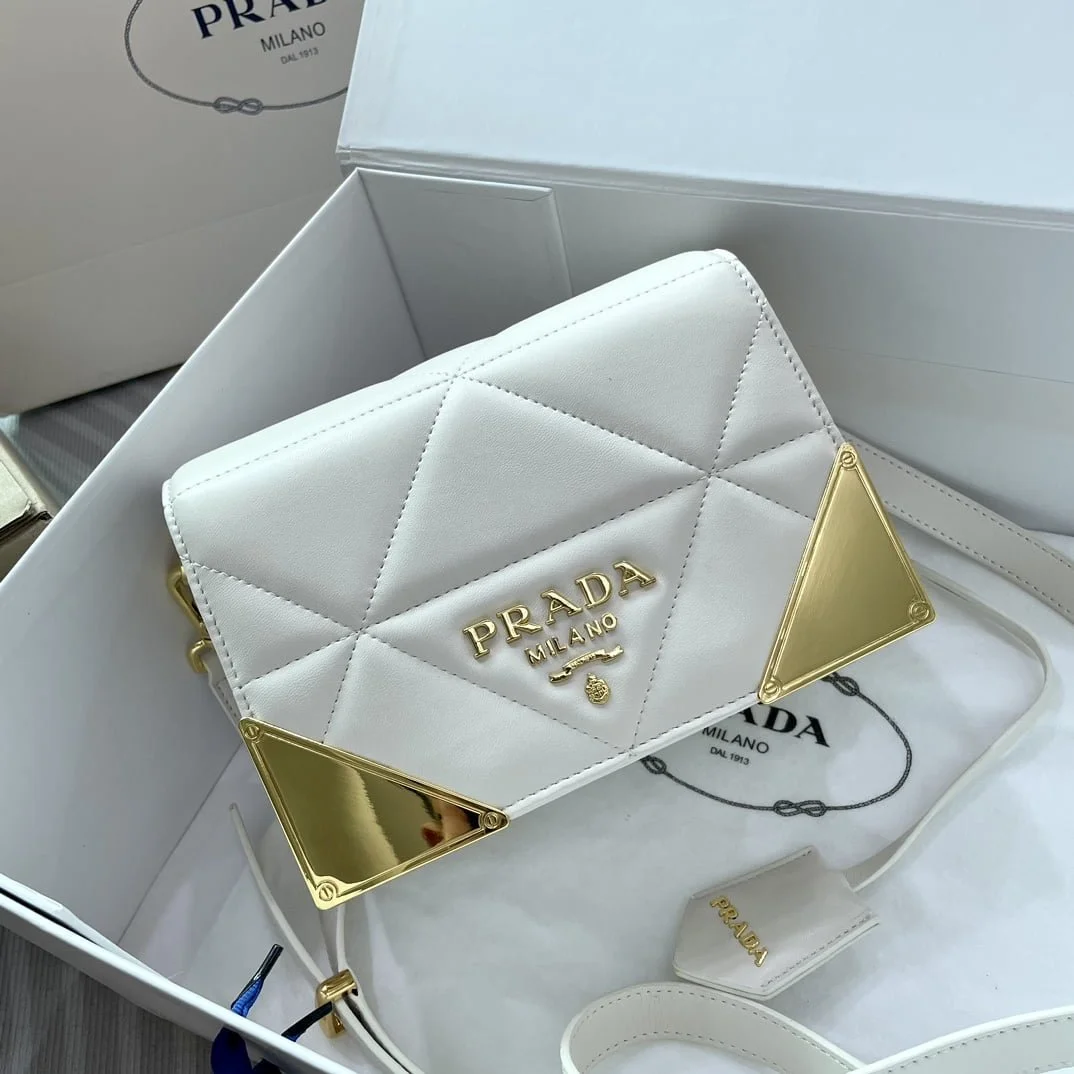 Prada Belgian calfskin shoulder bag white 1BD048 size: 20*14*8CM - LITELUX