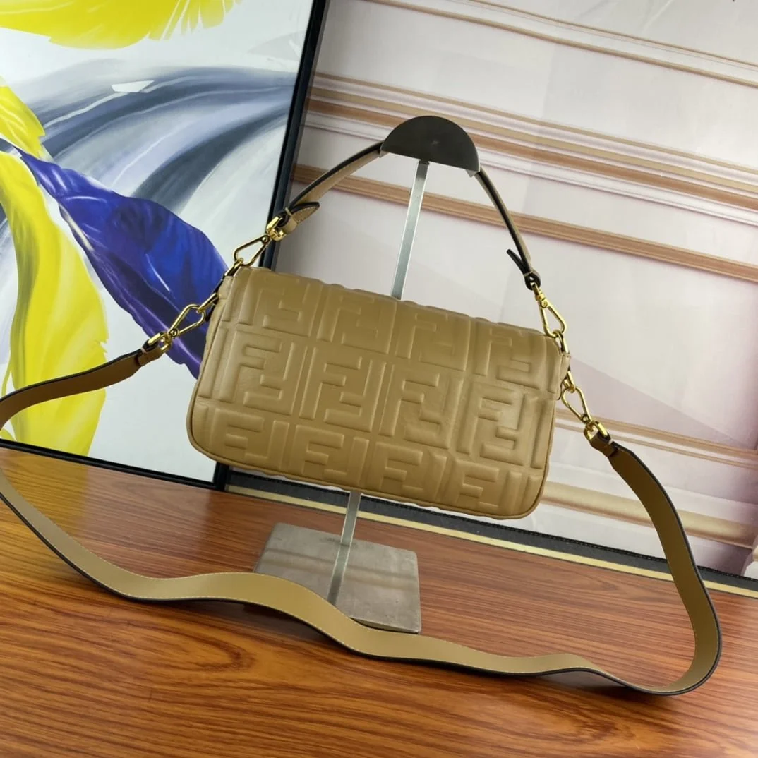 FENDI BAGUETTE Embossed design Ginger Handbag F0191 Size: 26x5x15cm - LITELUX