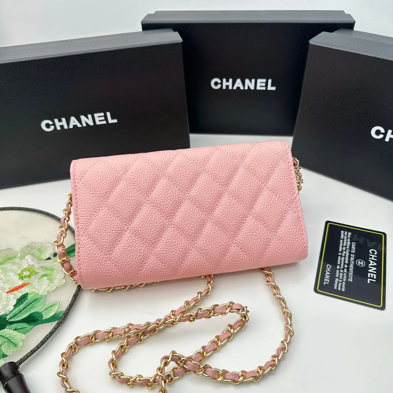 Chanel Rhombus caviar cowhide chain crossbody bag pink 8001 size: 18*10.5*3.5 cm - LITELUX