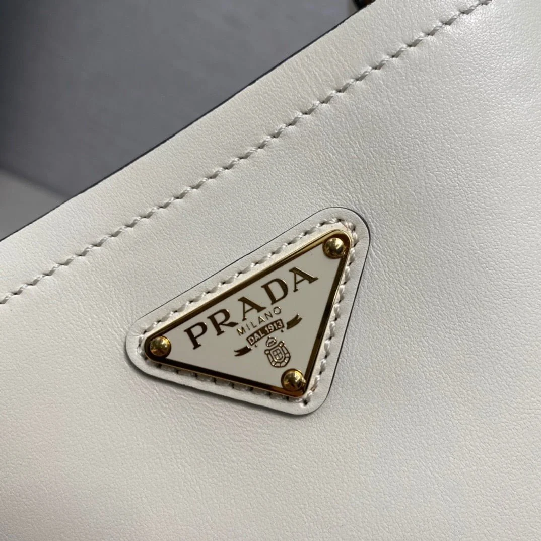 Prada Panier Plain cowhide Bucket bag white size: 15*16*9.5cm - LITELUX