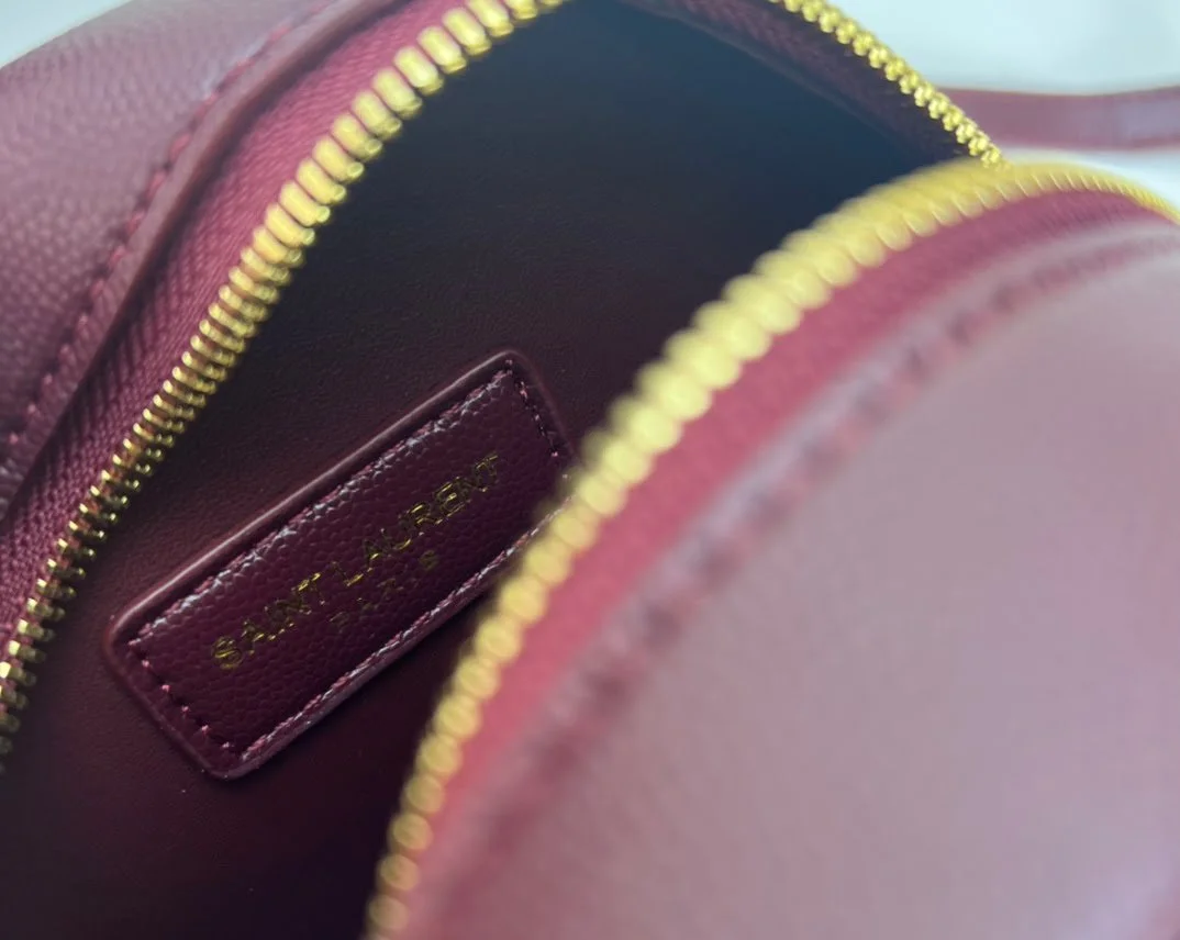 YSL round bun bag with chain strap Wine red size: 17cm - LITELUX