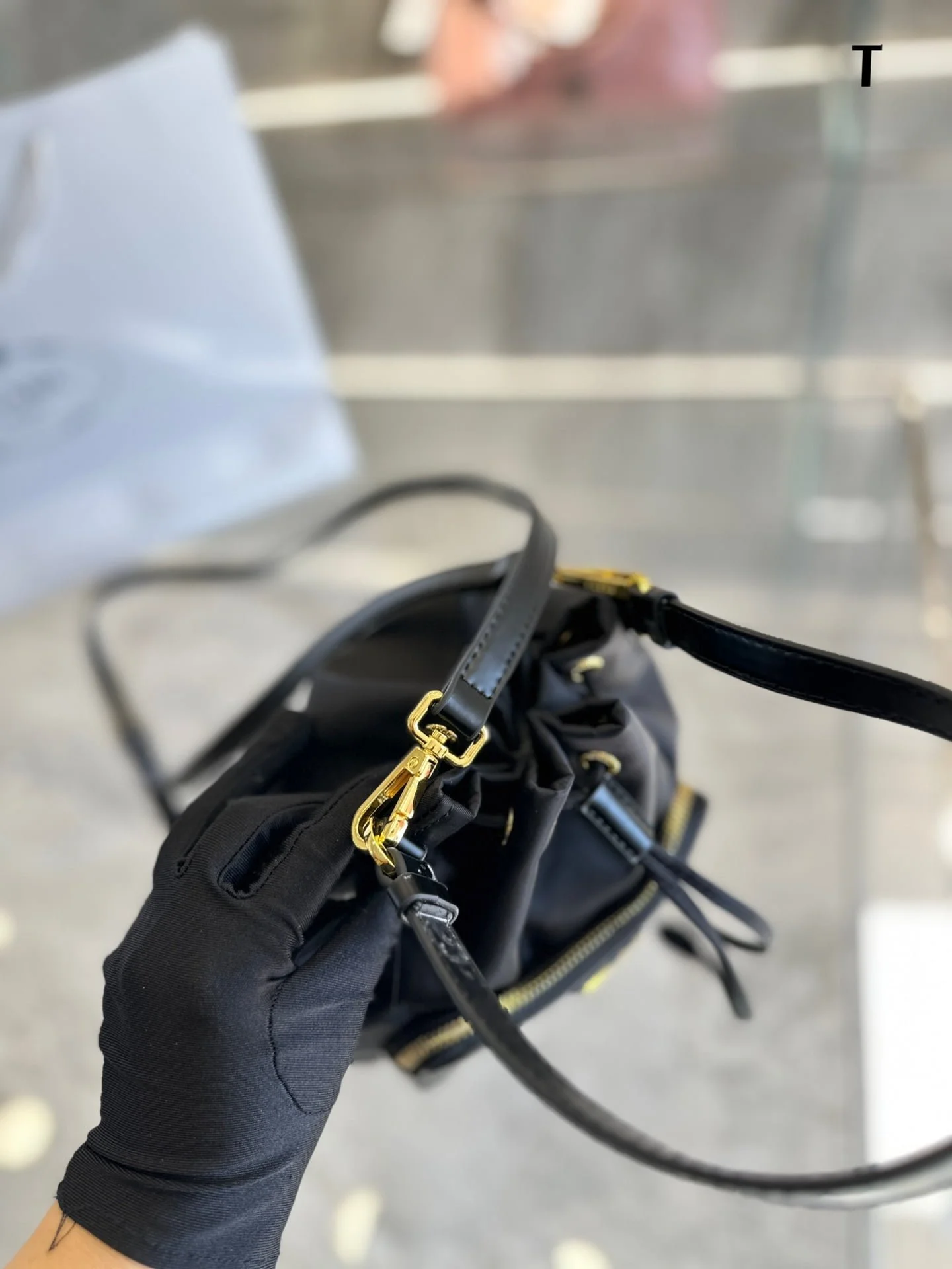 Prada  Nylon waterproof drawstring bucket bag size: 19*12*22cm - LITELUX