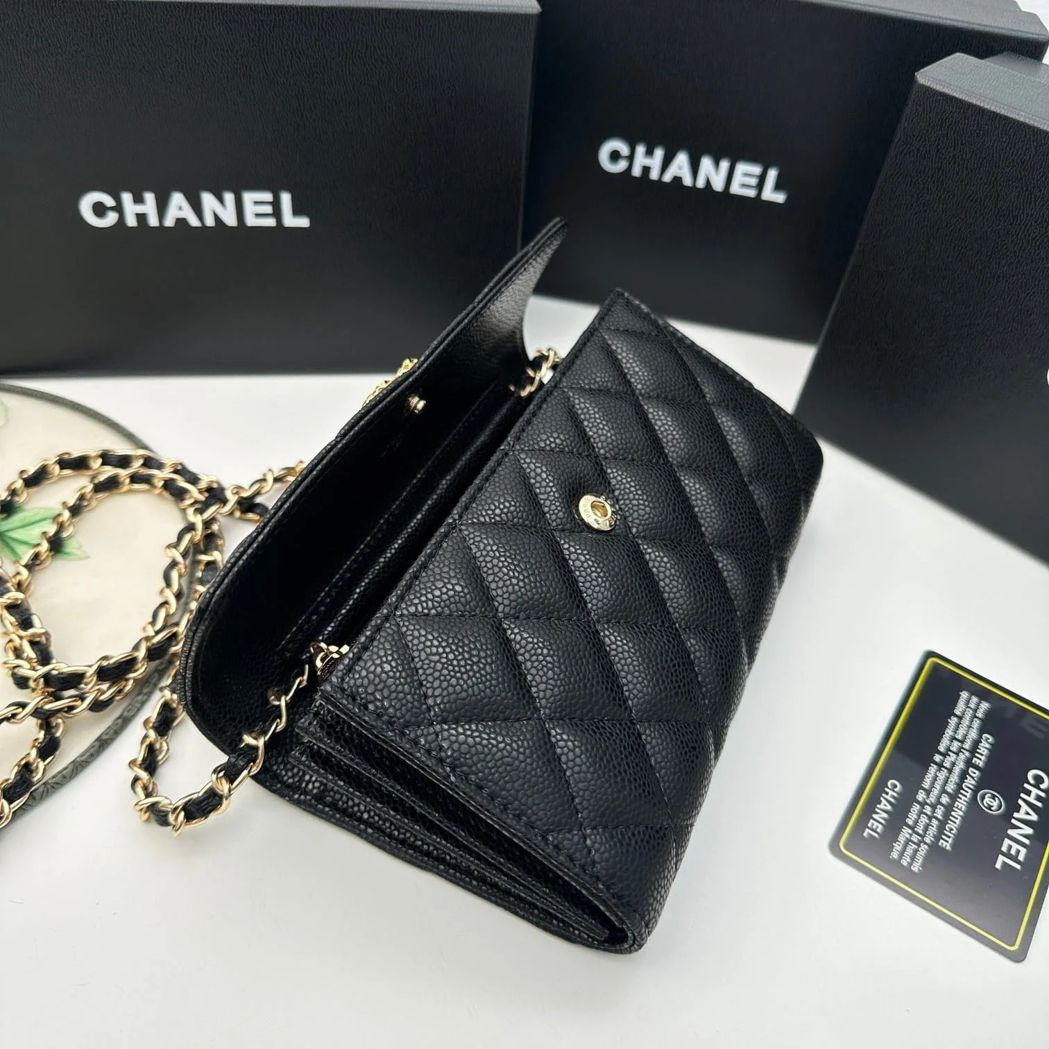 Chanel Rhombus caviar cowhide chain crossbody bag black 8001 size: 18*10.5*3.5 cm - LITELUX