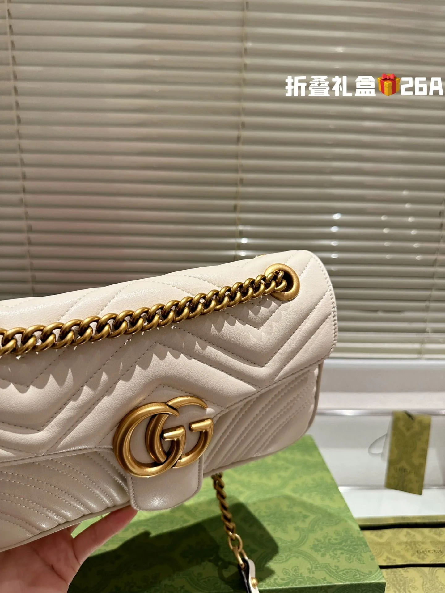 GUCCI / GG marmont cowhide cream white size: 26*14m - LITELUX