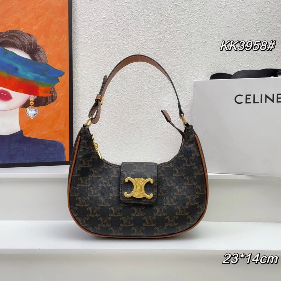 CELINE Arc de Triomphe Presbyopia pattern black Shoulder bag Underarm bag 3958 Size: 24*13cm - LITELUX