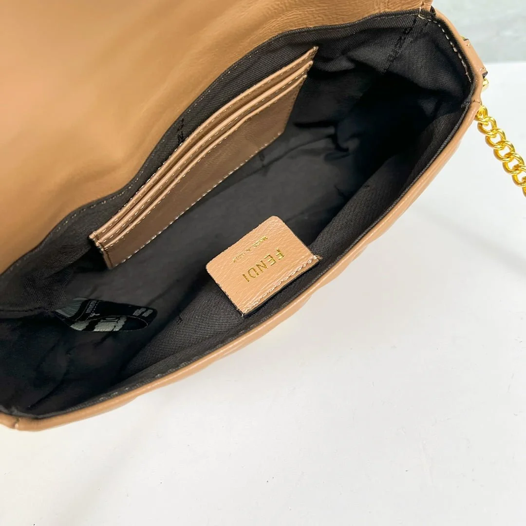 FENDI BAGUETTE Mini Chain Strap Earthy yellow Handbag Size: 4*18*11cm - LITELUX