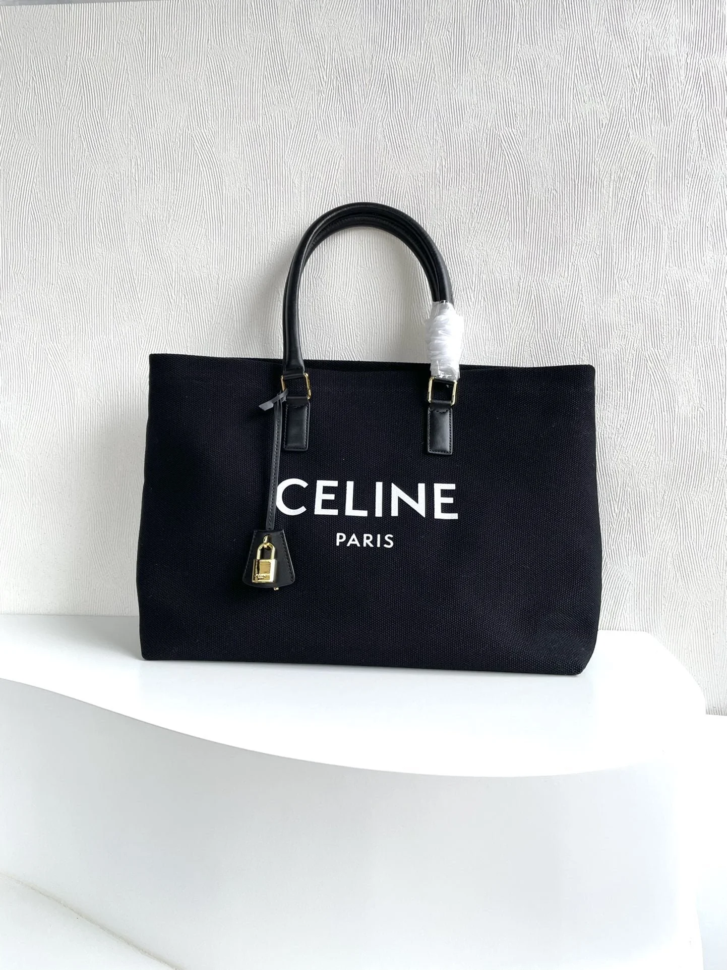 CELINE horizontal printed canvas and calfskin handbag Black Size: 44*32*16cm - LITELUX