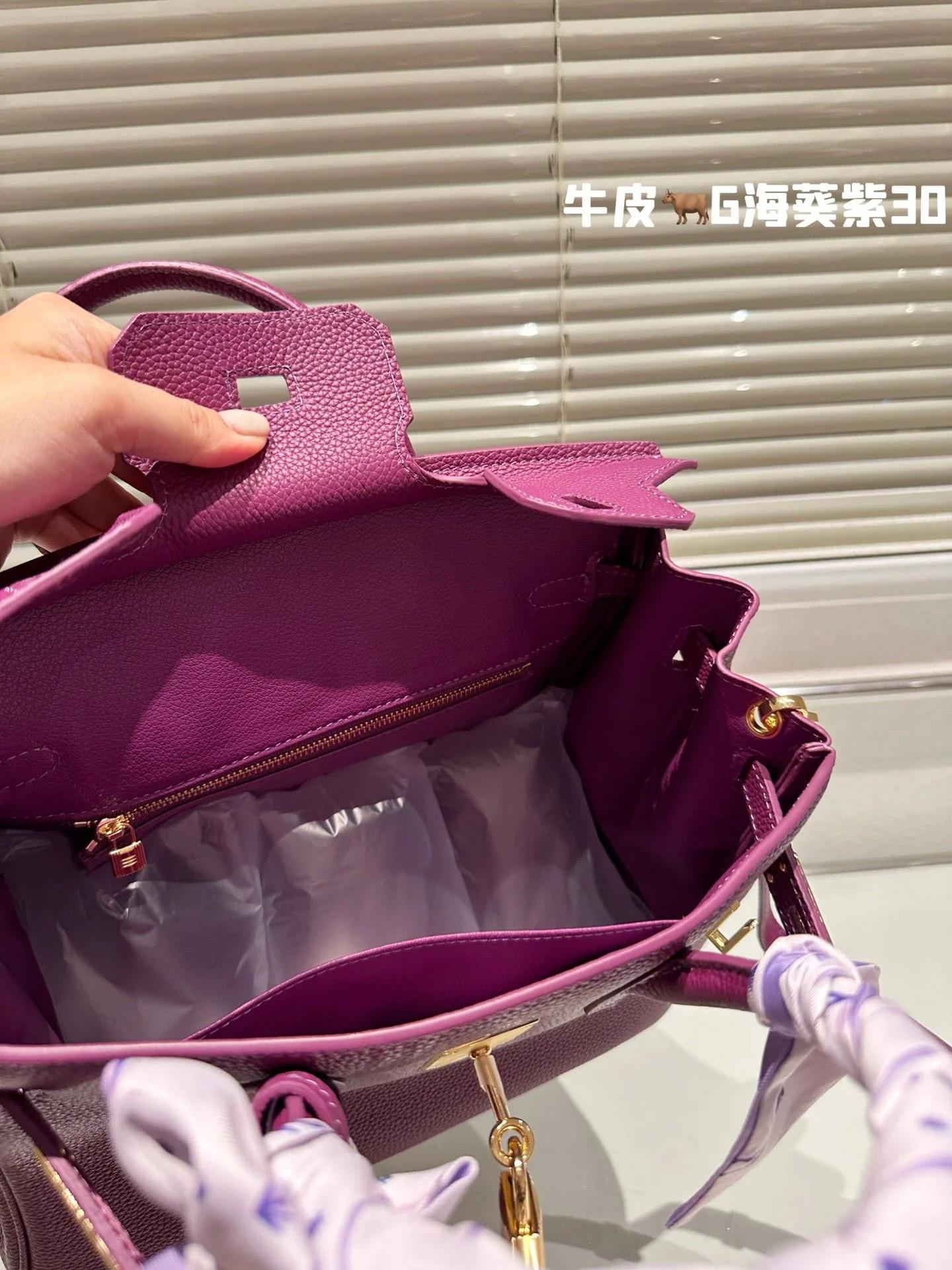Hermès Birkin Togo Calf Gold Hardware Actino violet size: 30Cm/ 25Cm - LITELUX
