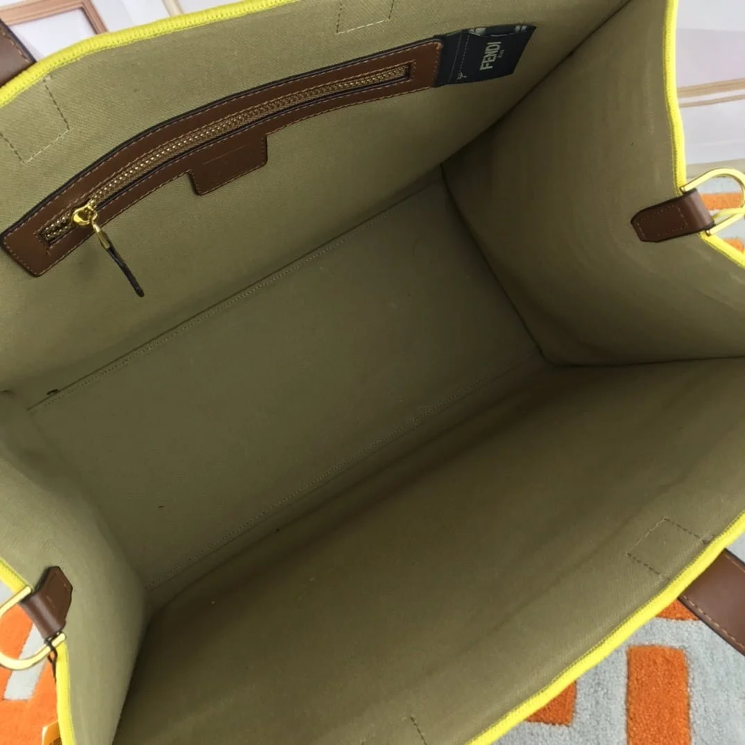 FENDI peekaboo Canvas Tote with mobile phone bag yellow 2118 Size: 37*32 cm - LITELUX