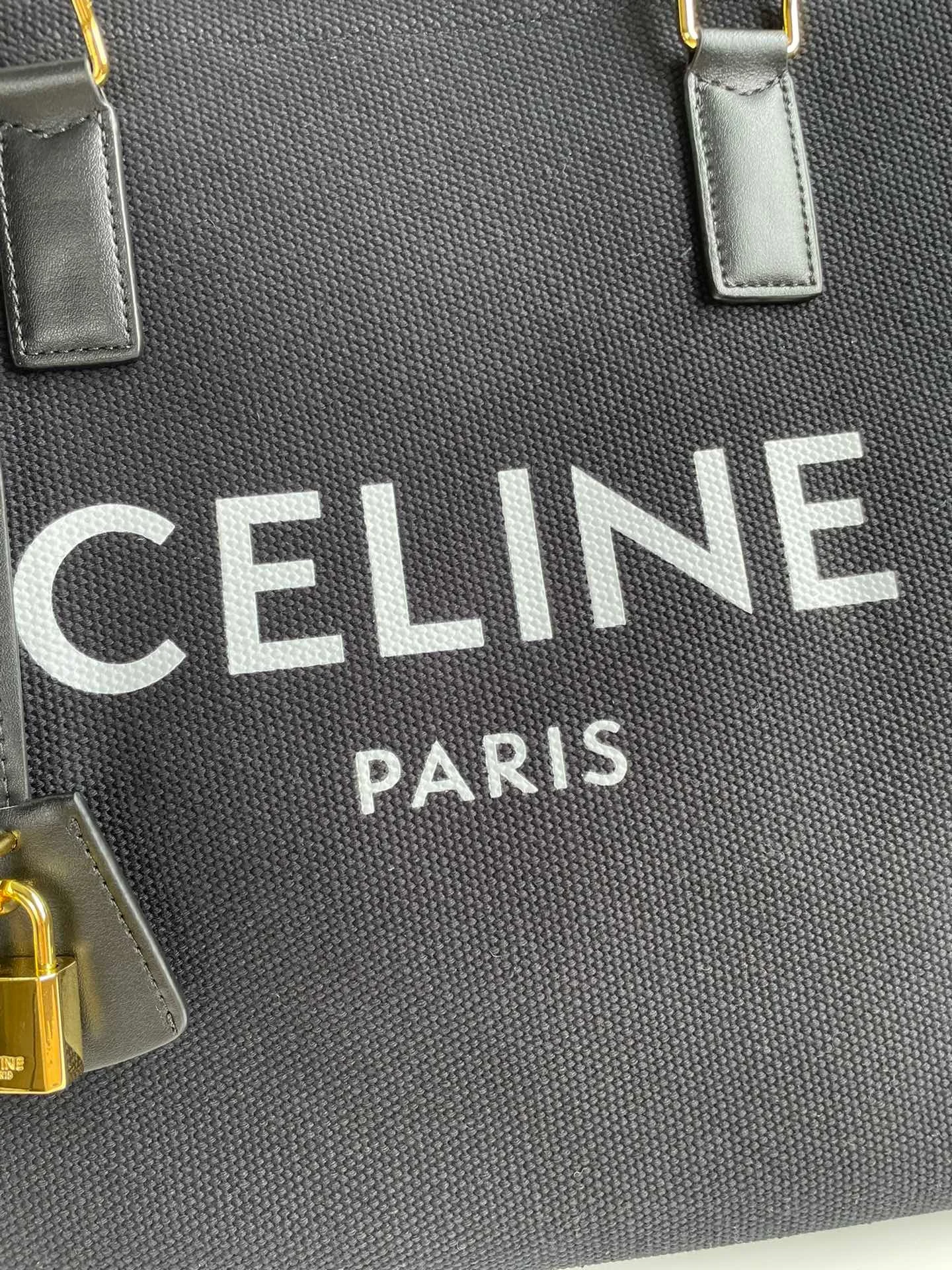 CELINE horizontal printed canvas and calfskin handbag Black Size: 44*32*16cm - LITELUX