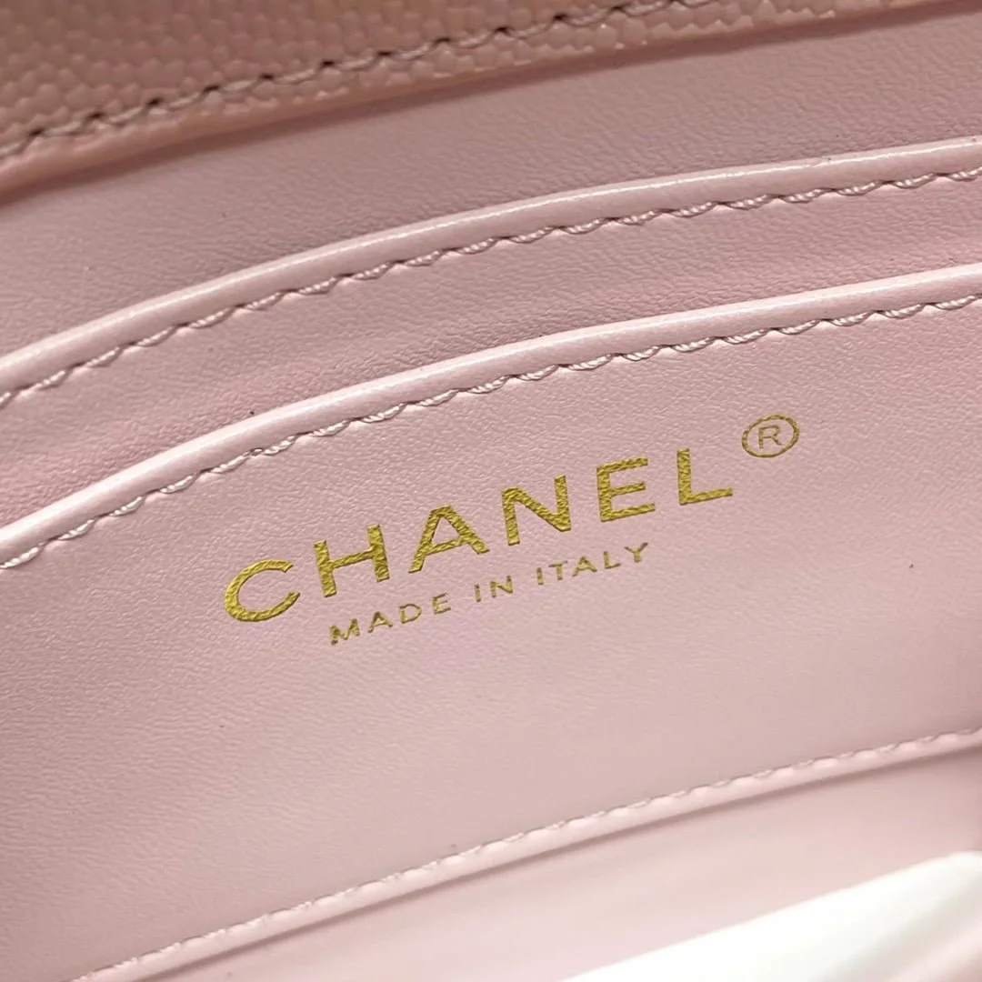Chanel Black Horse Kelly Lichee cowhide long handle bag 9100 pink size:19*10*4.5cm - LITELUX