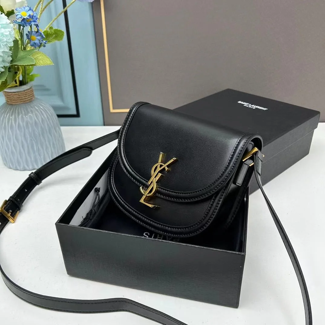 YSL saddle cowhide leather shoulder bag 0233 black size: 19*16*6cm - LITELUX