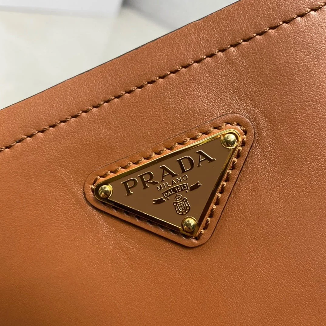 Prada Panier Plain cowhide Bucket bag brown size: 15*16*9.5cm - LITELUX