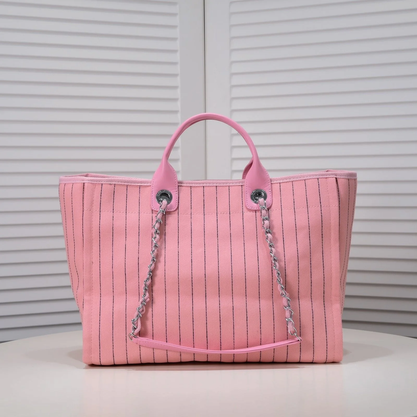 Chanel new beach bag denim bag Pink with little wallet size: 48*38*30*14cm - LITELUX