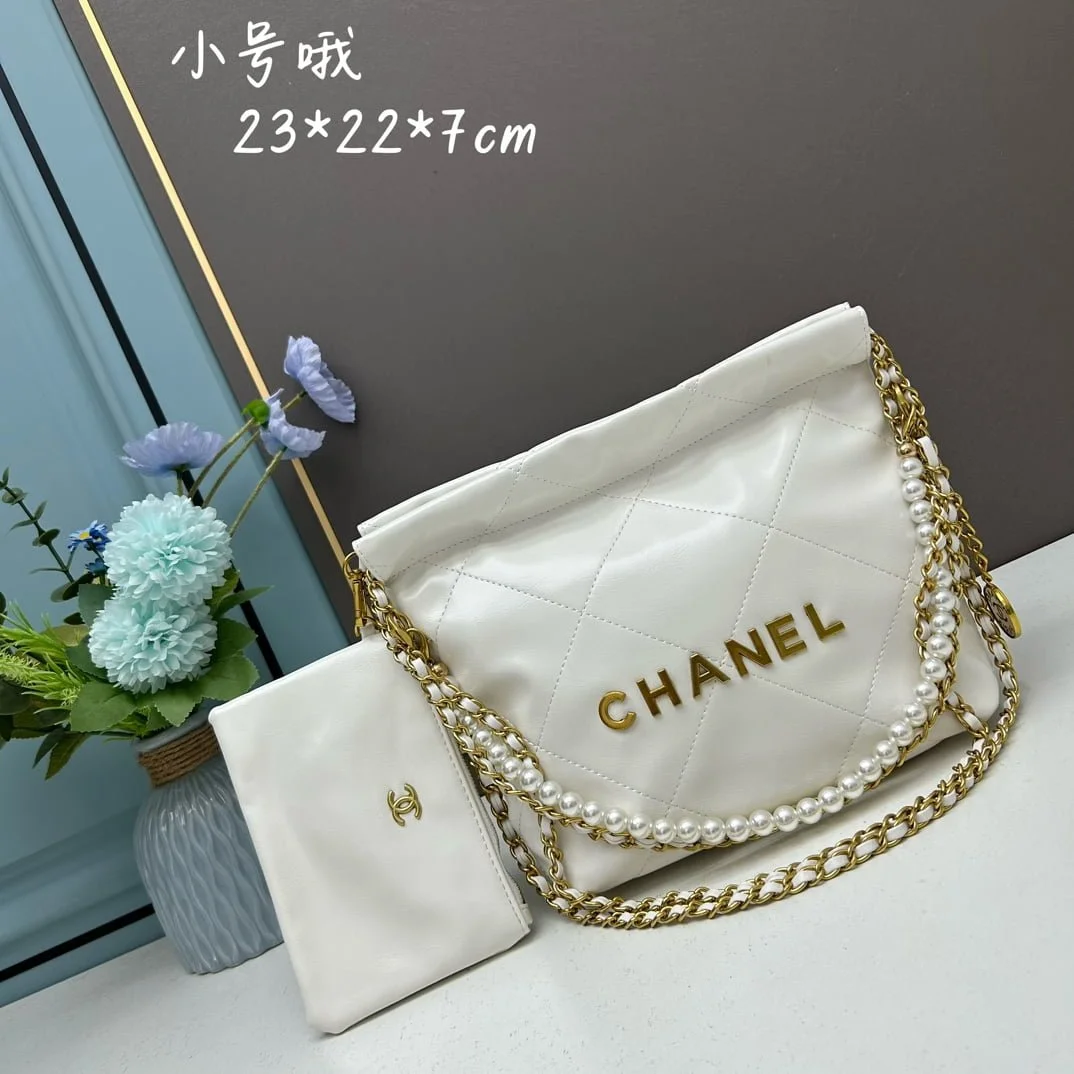 CHANEL Pearl garbage bag white size: 23*28*22*7cm - LITELUX