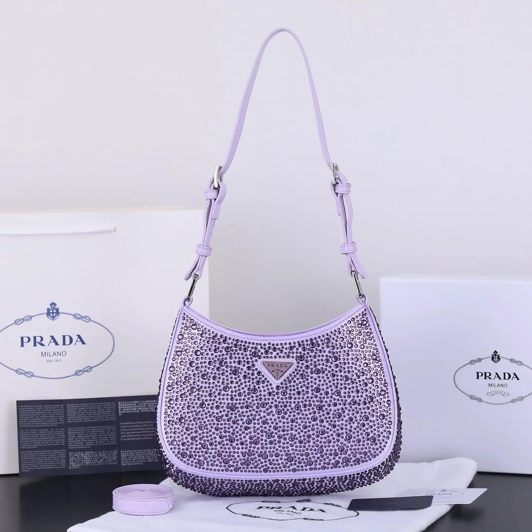 Prada Ss21 Hobo BlingBling 8801 purple size: 22*18*5cm - LITELUX