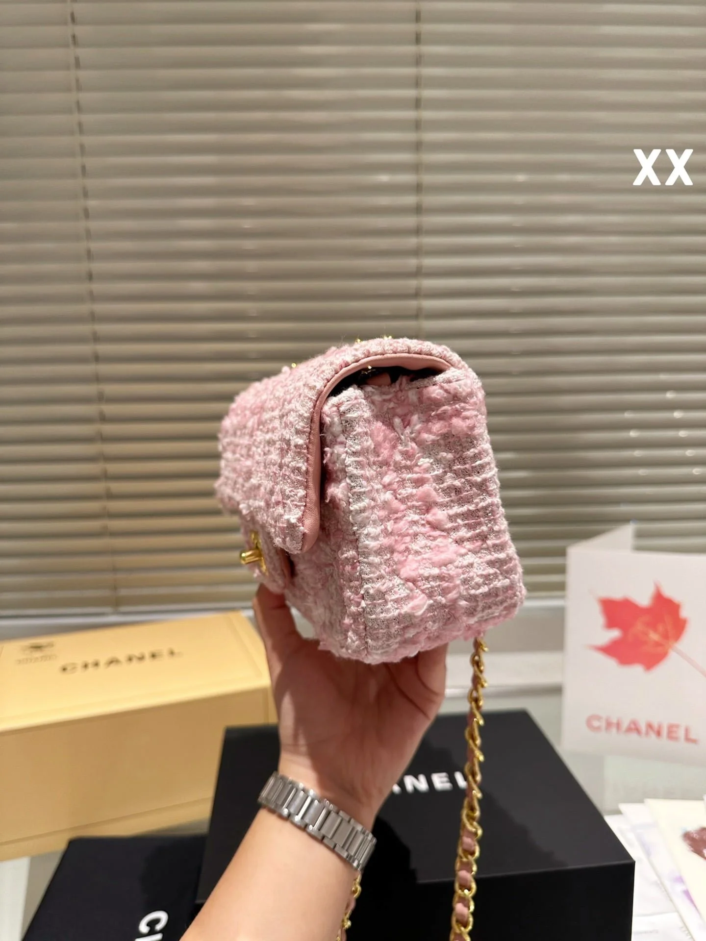 Chanel 22k woolen chain bag pink size: 20*11cm - LITELUX