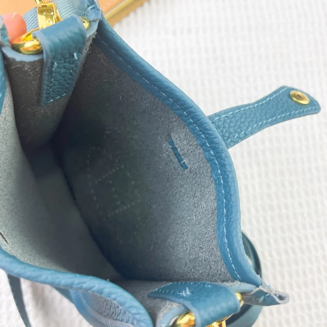 Hermès Evelyn TOGO mini phone bag Linen blue 336 size: 18*12.5*4cm - LITELUX