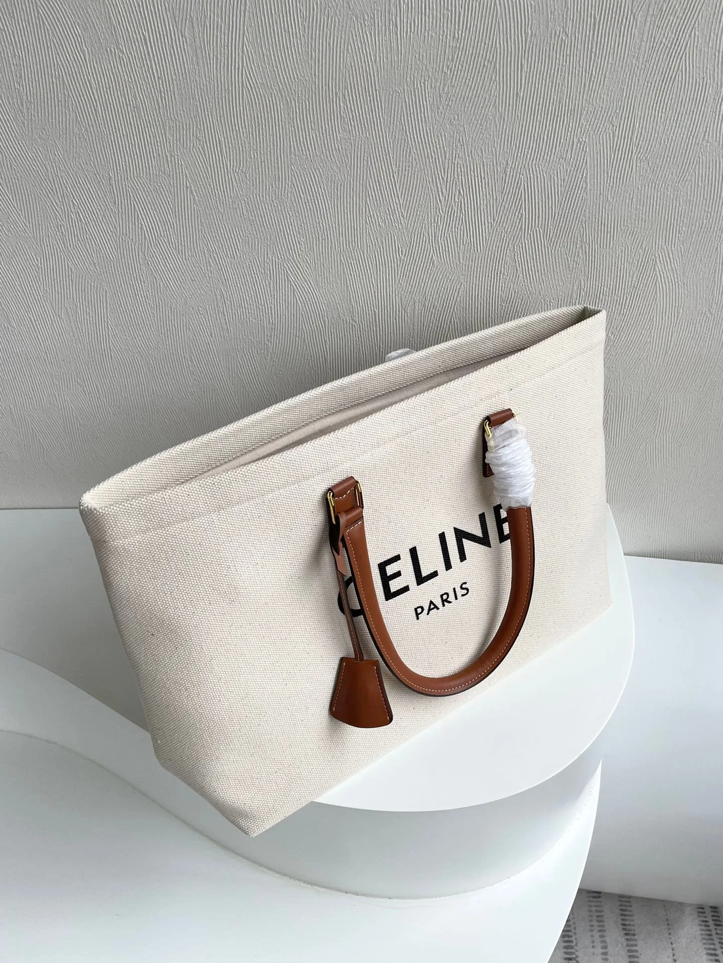 CELINE horizontal printed canvas and calfskin handbag white Size: 44*32*16cm - LITELUX