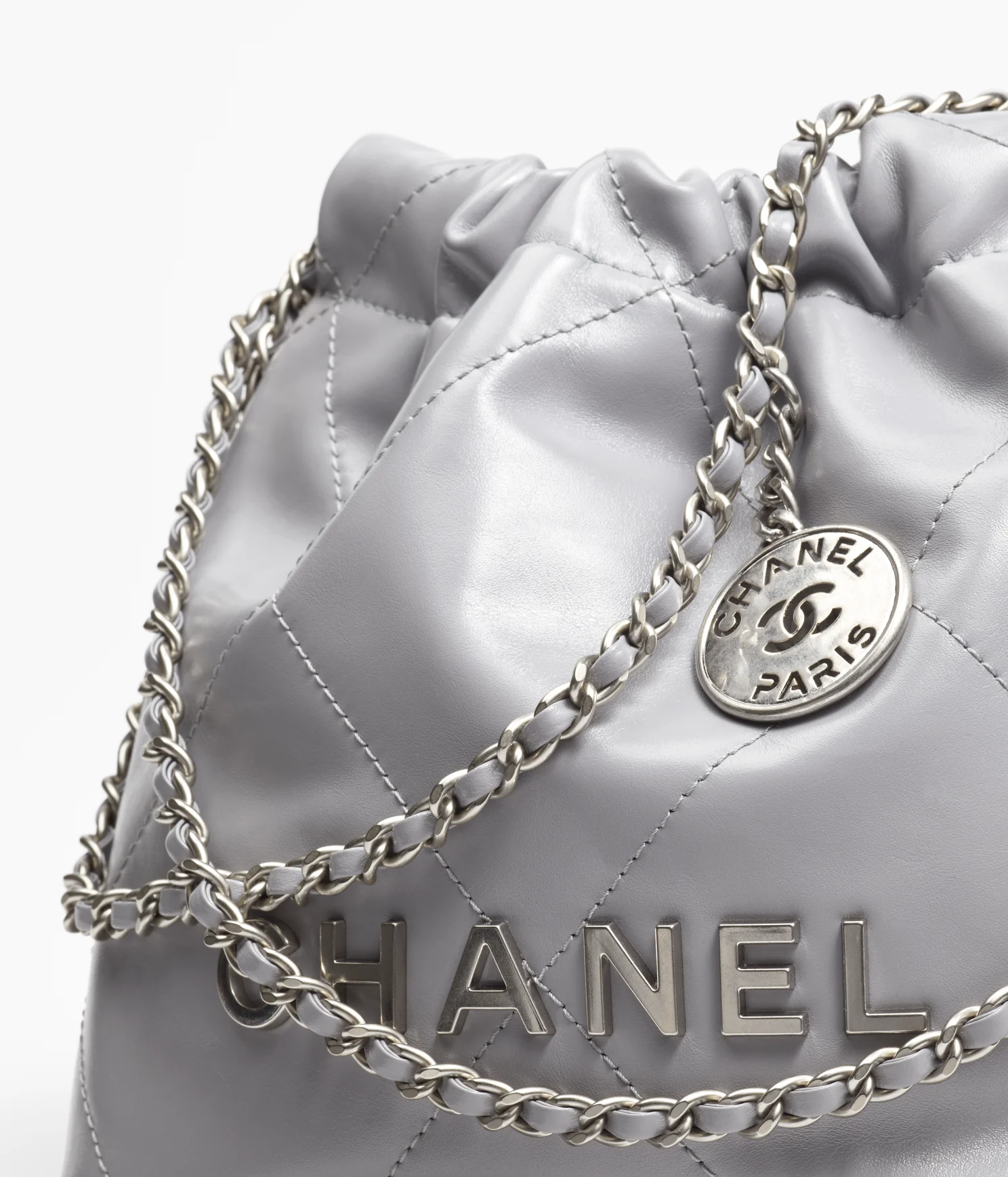CHANEL / CHANEL 22 MINI HANDBAG Calfskin & Silver-Tone Metal Gray Ref. AS3980 B08872 NQ335 - LITELUX