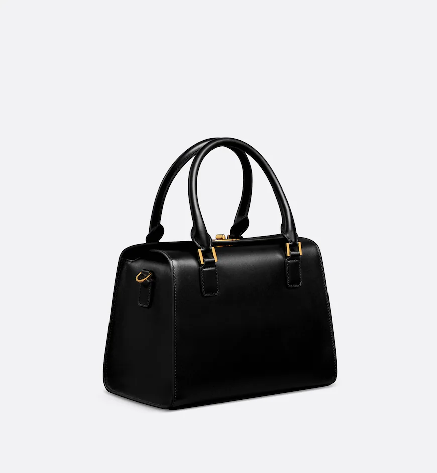 DIOR / MEDIUM BOSTON BAG Black Box Calfskin M8675UBEQ_M900 - LITELUX