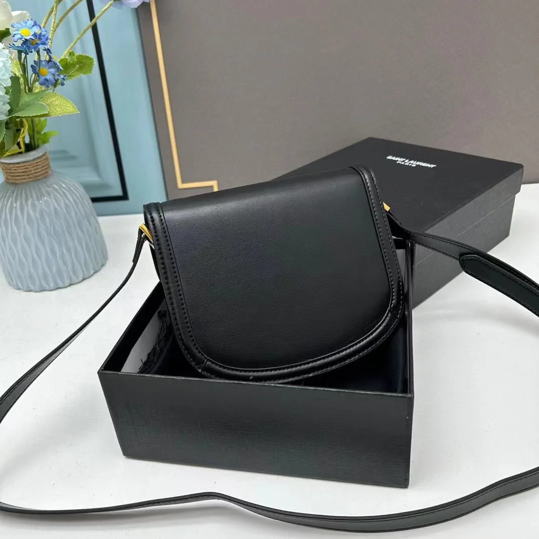 YSL saddle cowhide leather shoulder bag 0233 black size: 19*16*6cm - LITELUX