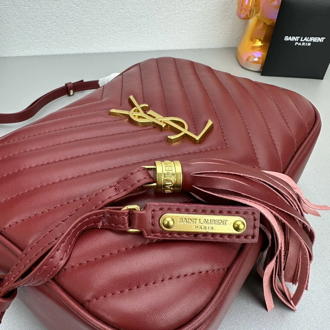YSL MONOGRAM SAINT LAURENT LOU quilted leather camera bag red with gold hardware 520534 size: 23*16*6CM - LITELUX