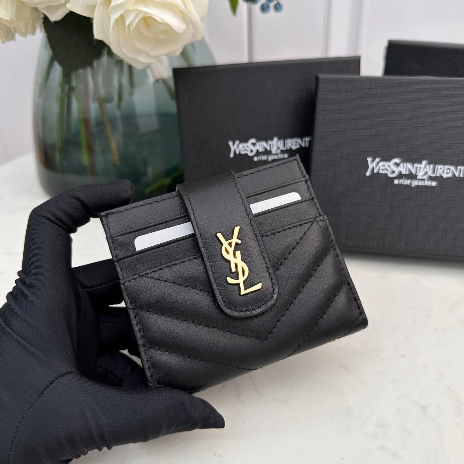 YSL Saint Laurent card leather wallet 608 size: 12*9cm - LITELUX