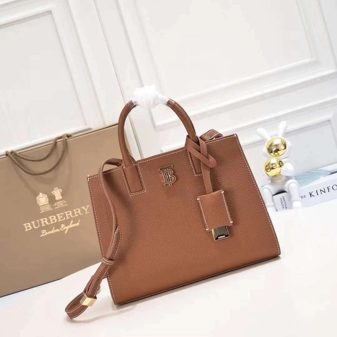 Burberry tote calfskin bag 8376 brown size: 27 * 11 * 20 cm - LITELUX