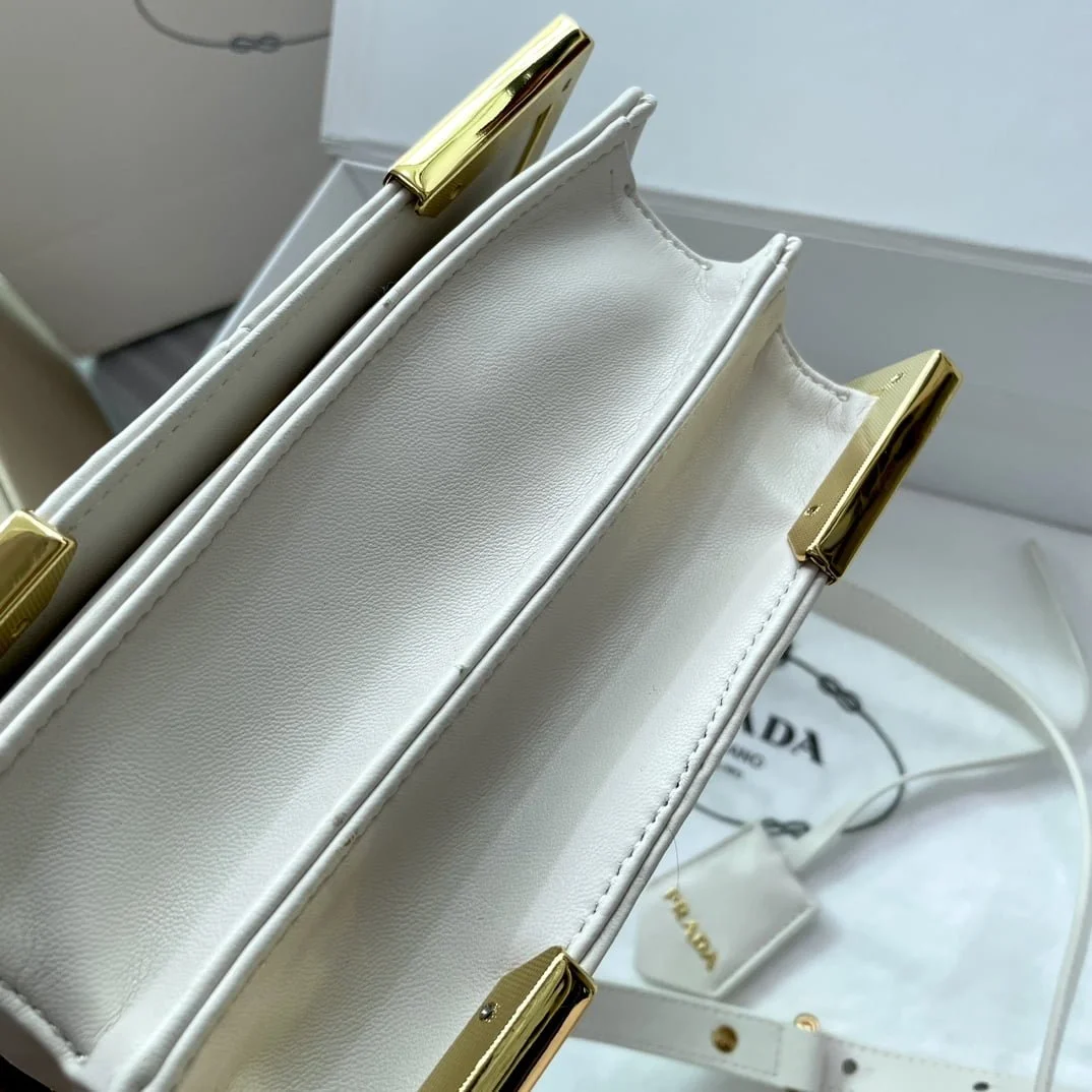 Prada Belgian calfskin shoulder bag white 1BD048 size: 20*14*8CM - LITELUX