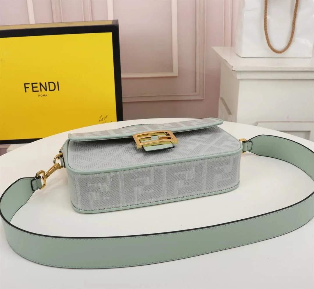 FENDI Baguette F embroidery Light Green shoulderbag F2029 Size: 26*5*15CM - LITELUX